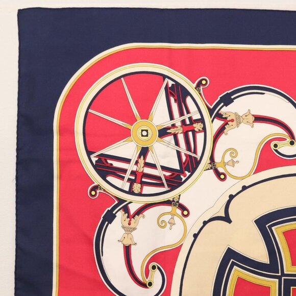 HERMES Carre 90 Scarf ""WASHINGTON'S CARRIAGE"" Silk Navy Auth BA6382 - Picture 2 of 16